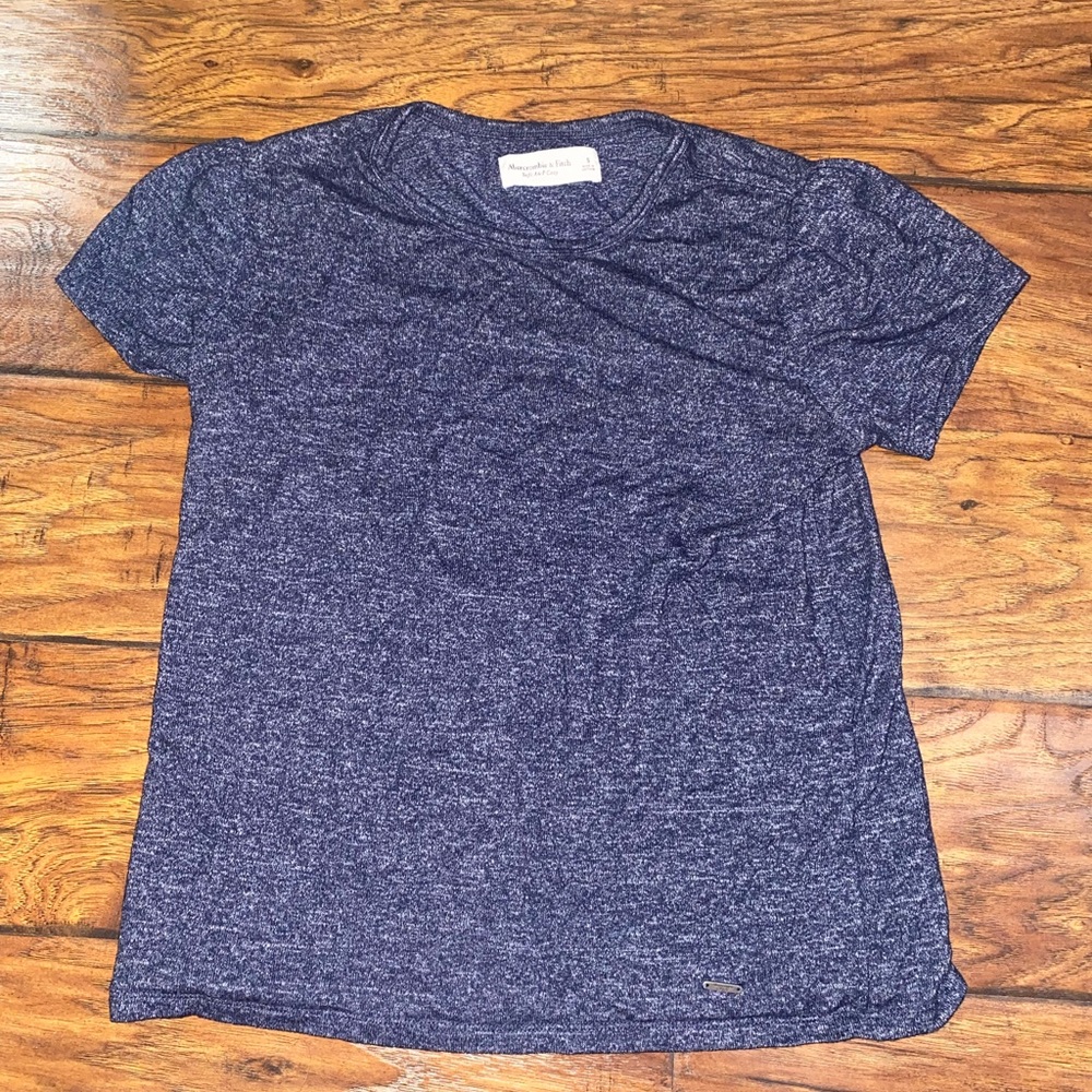 Abercrombie & Fitch Puff Sleeve Navy Dark Blue Heather Top Size Small S Soft AF